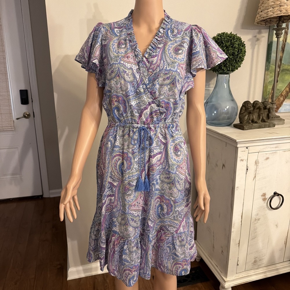 Ralph Lauren Black‎ Label Dress Womens Sz 4 Flutter Sleeve Lined Summer Beach